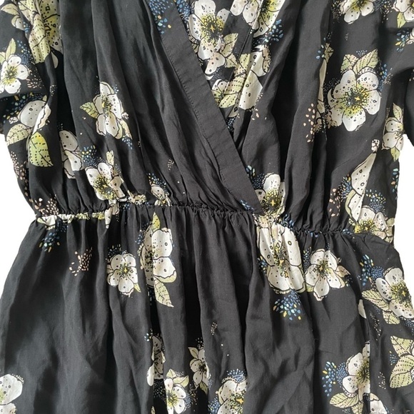 Free People Black Tuscan Dreams Floral Blouse, S - Picture 8 of 14